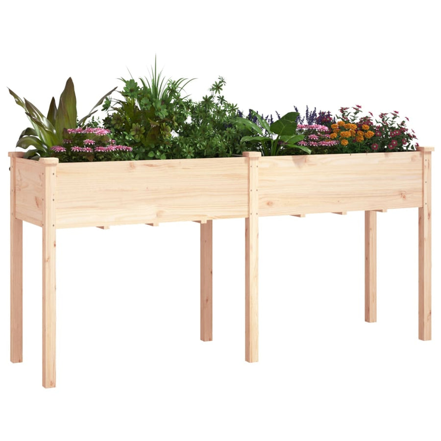 Plantenbak Met Voering Massief Vurenhout 161 x 45 x 76 cm Naturel