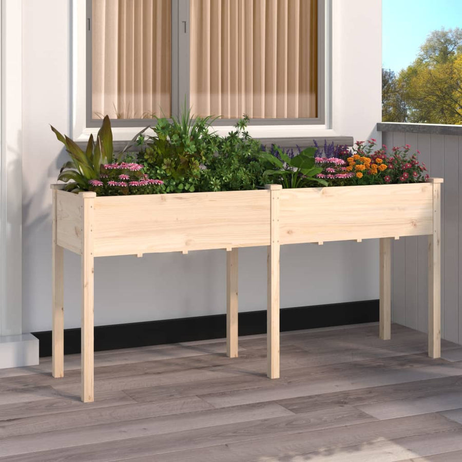 Plantenbak Met Voering Massief Vurenhout 161 x 45 x 76 cm Naturel