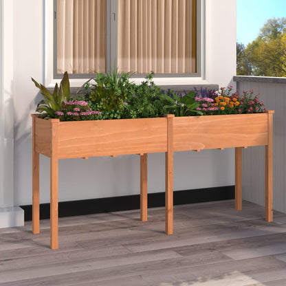 Plantenbak Met Voering 161X45X76 Cm Massief Vurenhout Bruin