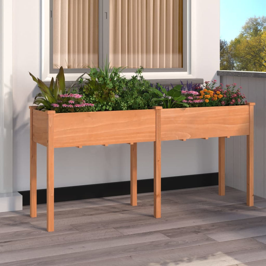 Plantenbak Met Voering 161X45X76 Cm Massief Vurenhout Bruin