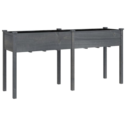 Plantenbak Met Voering 161X45X76 Cm Massief Vurenhout Grijs
