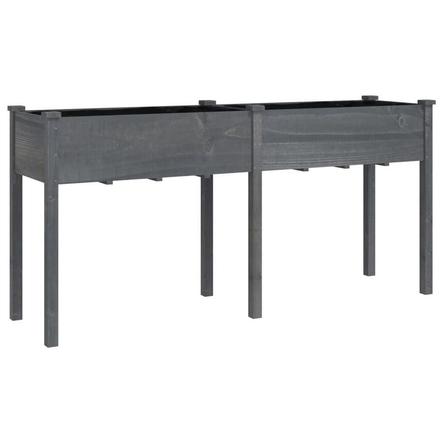 Plantenbak Met Voering 161X45X76 Cm Massief Vurenhout Grijs
