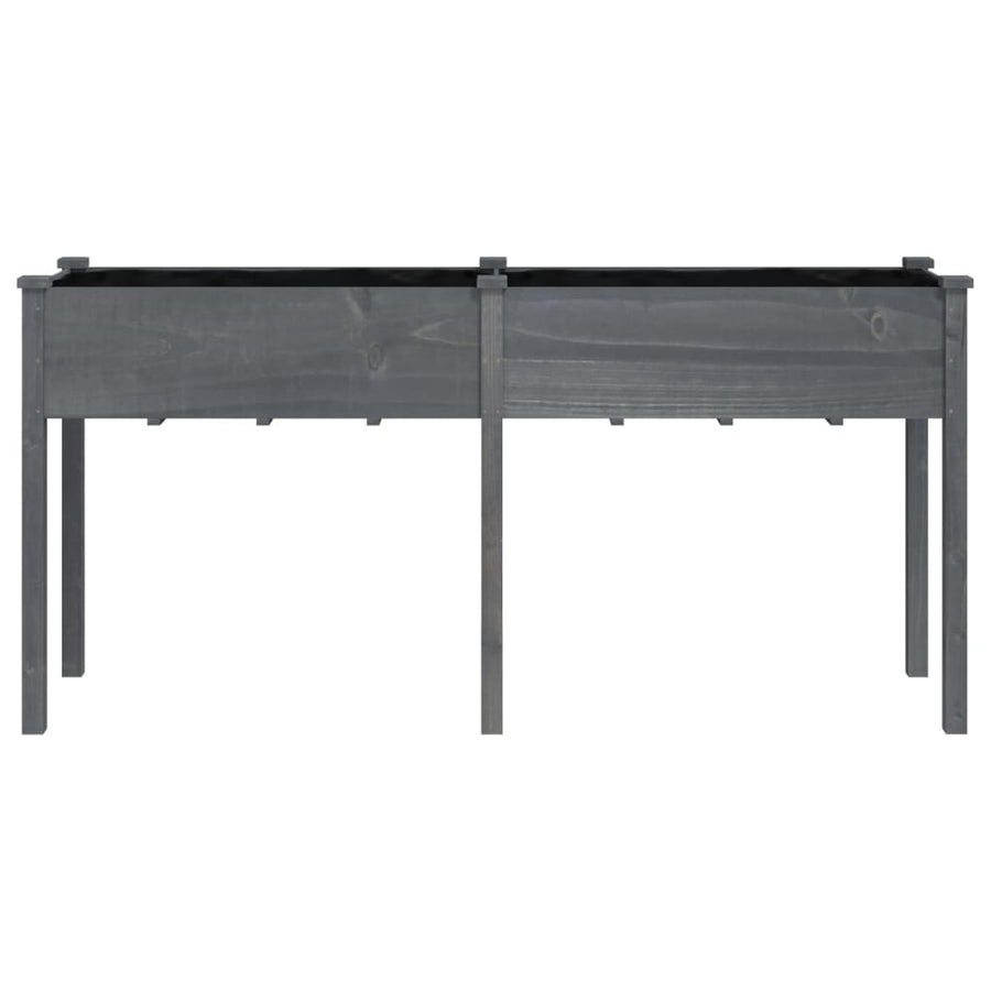 Plantenbak Met Voering 161X45X76 Cm Massief Vurenhout Grijs