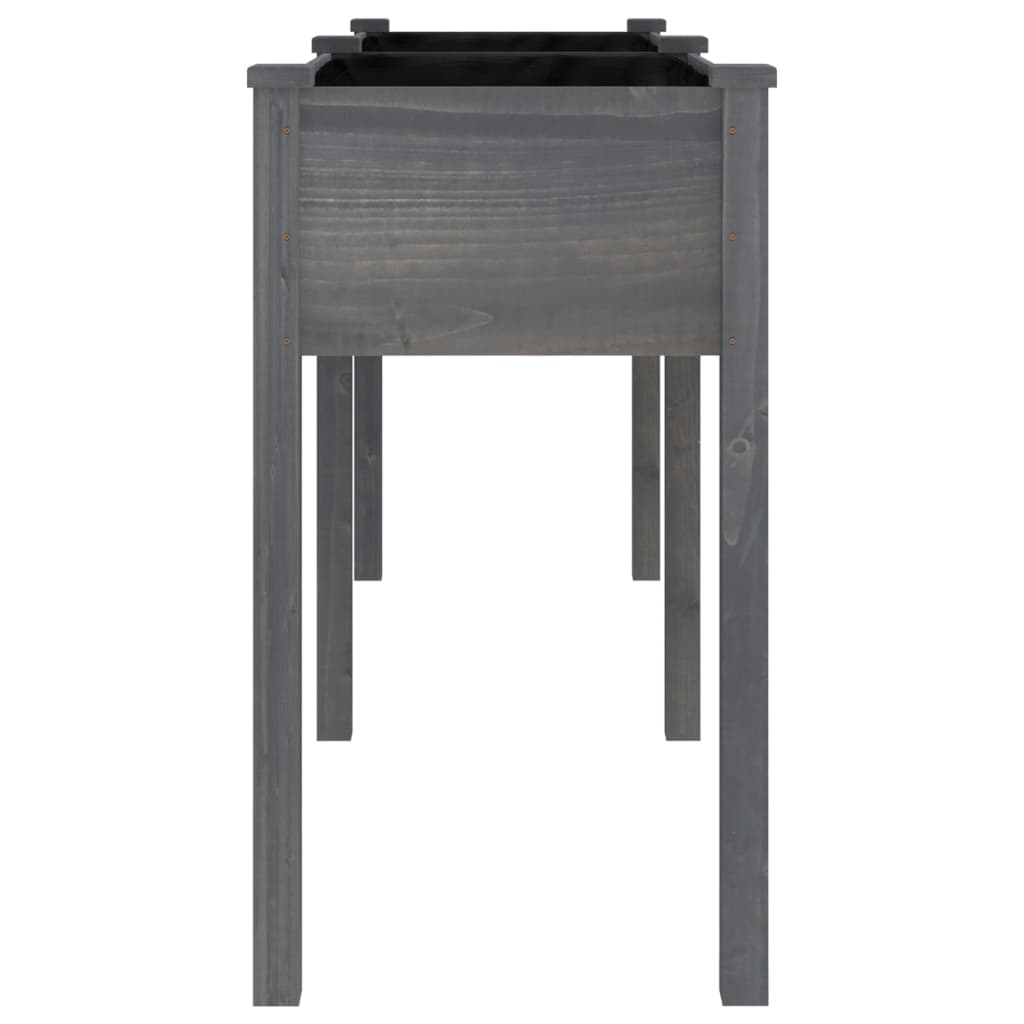 Plantenbak Met Voering 161X45X76 Cm Massief Vurenhout Grijs