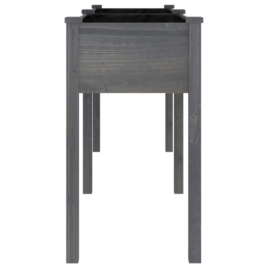 Plantenbak Met Voering 161X45X76 Cm Massief Vurenhout Grijs