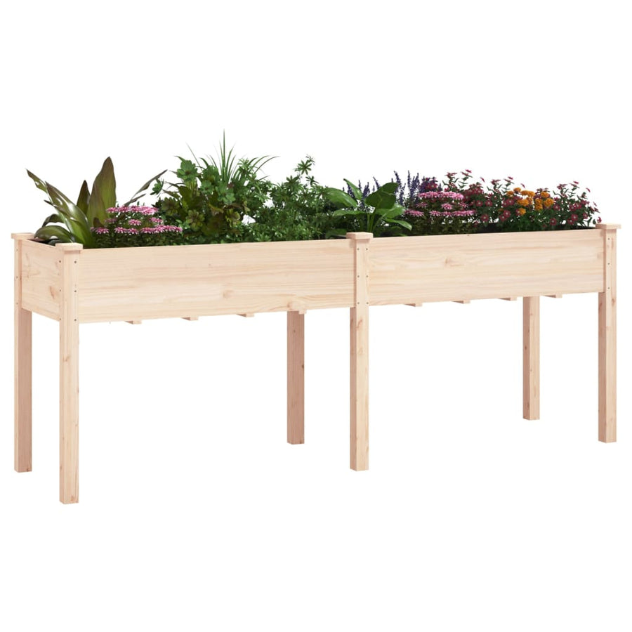 Plantenbak Met Voering 203X53X76 Cm Massief Vurenhout