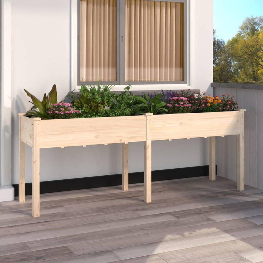 Plantenbak Met Voering 203X53X76 Cm Massief Vurenhout