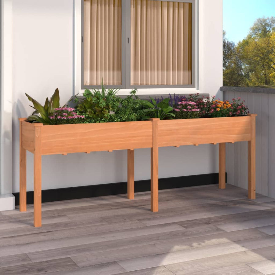 Plantenbak Met Voering 203X53X76 Cm Massief Vurenhout Bruin