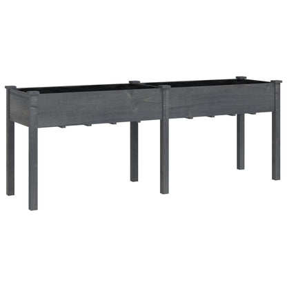 Plantenbak Met Voering 203X53X76 Cm Massief Vurenhout Grijs