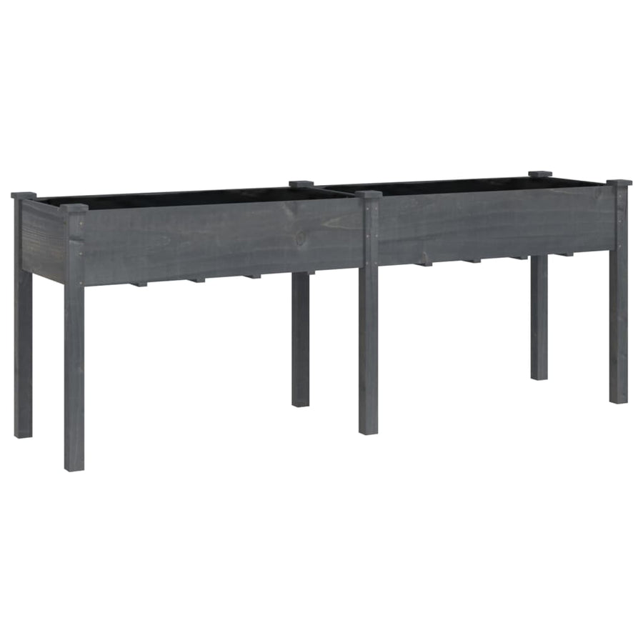 Plantenbak Met Voering 203X53X76 Cm Massief Vurenhout Grijs