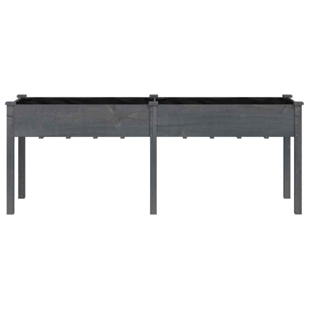 Plantenbak Met Voering 203X53X76 Cm Massief Vurenhout Grijs