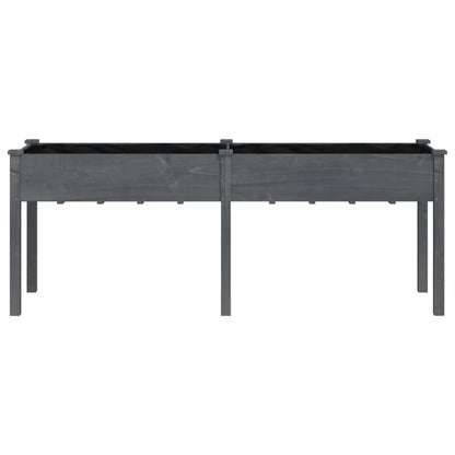Plantenbak Met Voering 203X53X76 Cm Massief Vurenhout Grijs