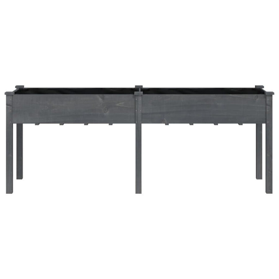 Plantenbak Met Voering 203X53X76 Cm Massief Vurenhout Grijs