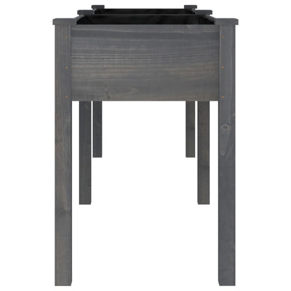 Plantenbak Met Voering 203X53X76 Cm Massief Vurenhout Grijs