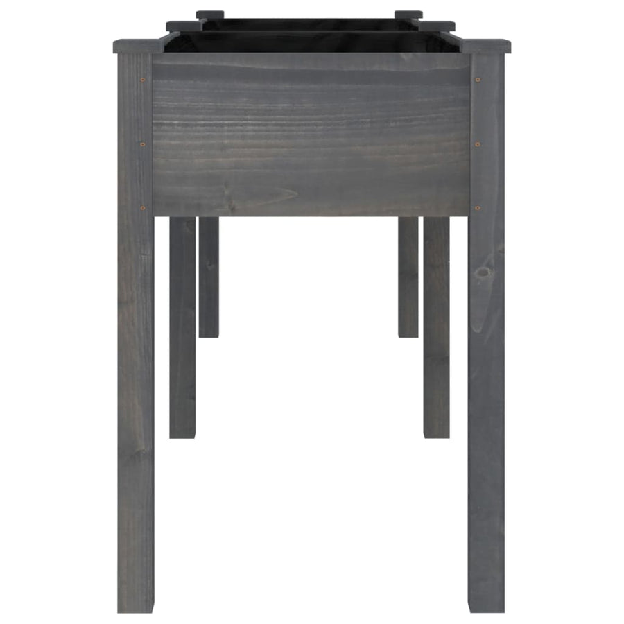 Plantenbak Met Voering 203X53X76 Cm Massief Vurenhout Grijs