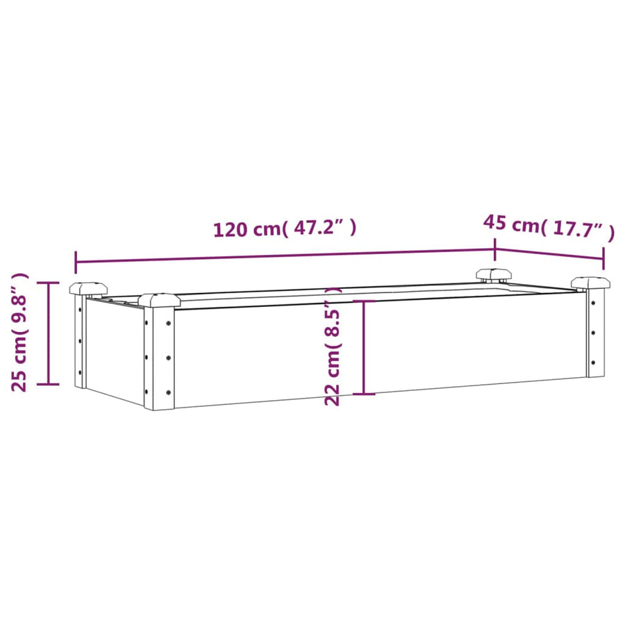 Plantenbak Verhoogd Met Voering 120X45X25 Cm Massief Vurenhout