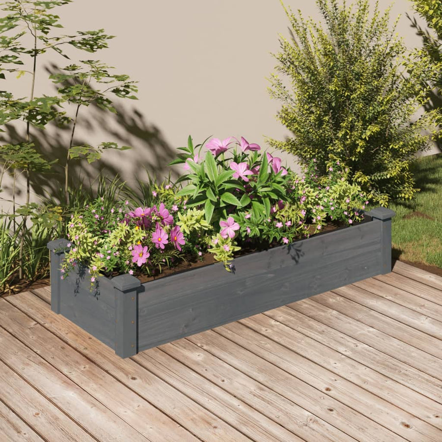 Plantenbak Verhoogd Met Voering Vurenhout 120 x 45 x 25 cm Grijs
