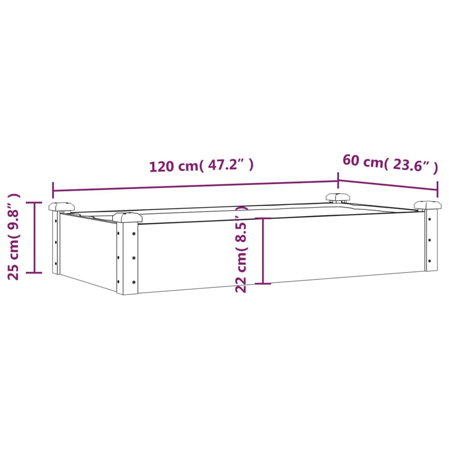 Plantenbak Verhoogd Met Voering 120X60X25 Cm Vurenhout Grijs
