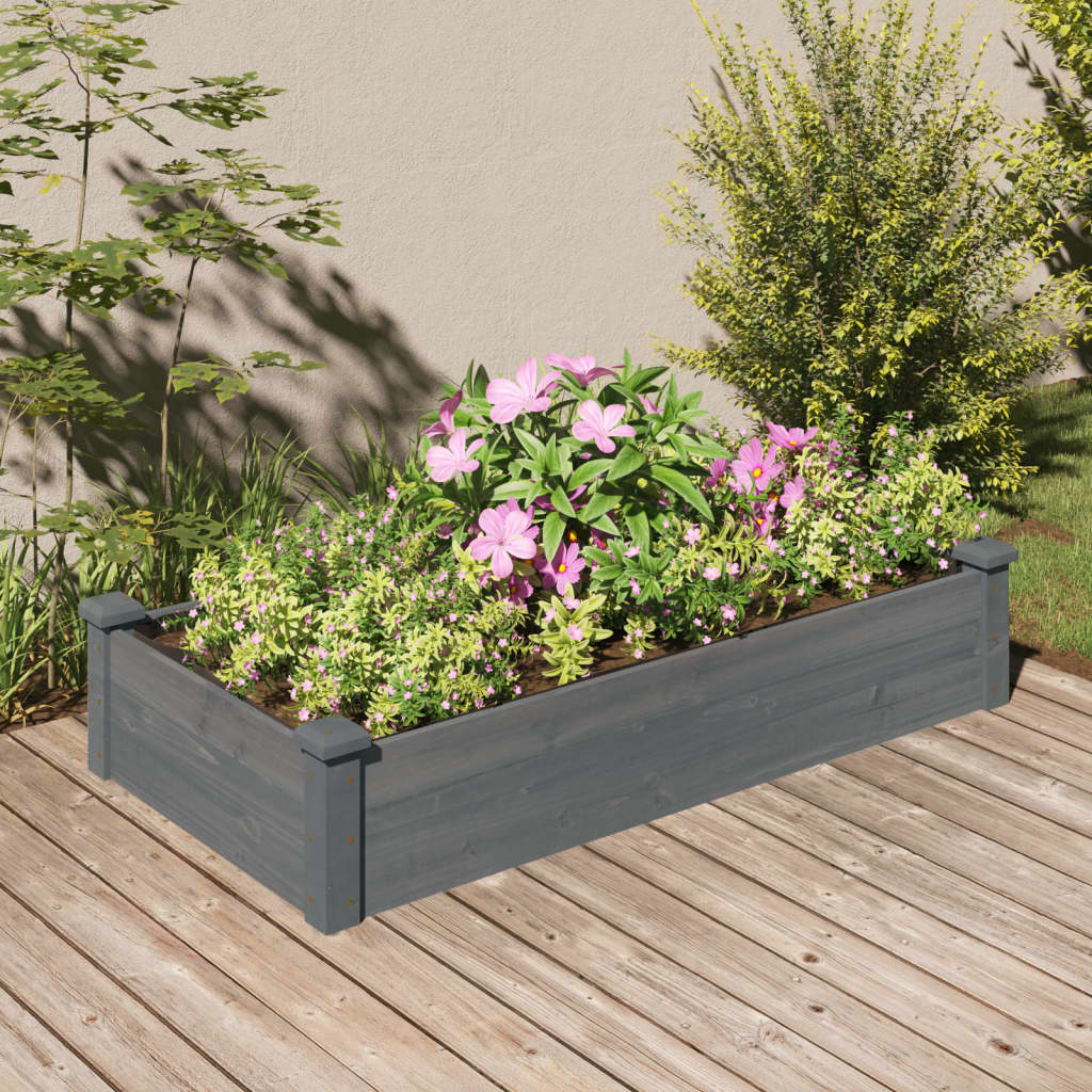Plantenbak Verhoogd Met Voering 120X60X25 Cm Vurenhout Grijs