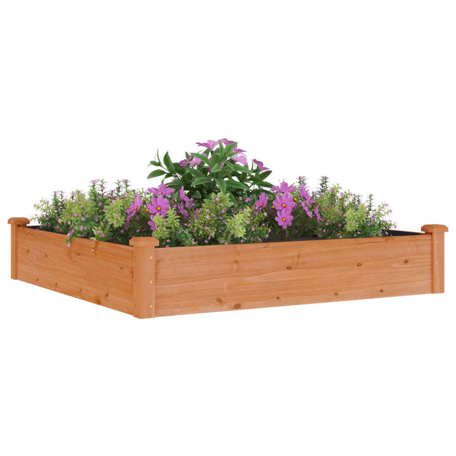Plantenbak Verhoogd Met Voering 120X120X25 Cm Vurenhout Bruin