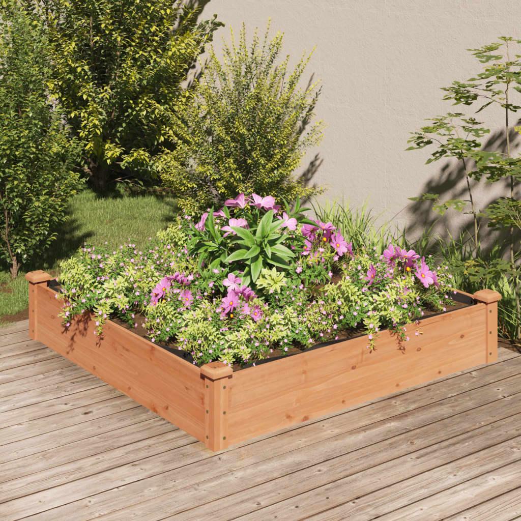 Plantenbak Verhoogd Met Voering 120X120X25 Cm Vurenhout Bruin