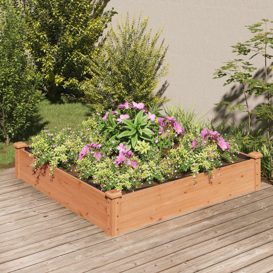 Plantenbak Verhoogd Met Voering 120X120X25 Cm Vurenhout Bruin