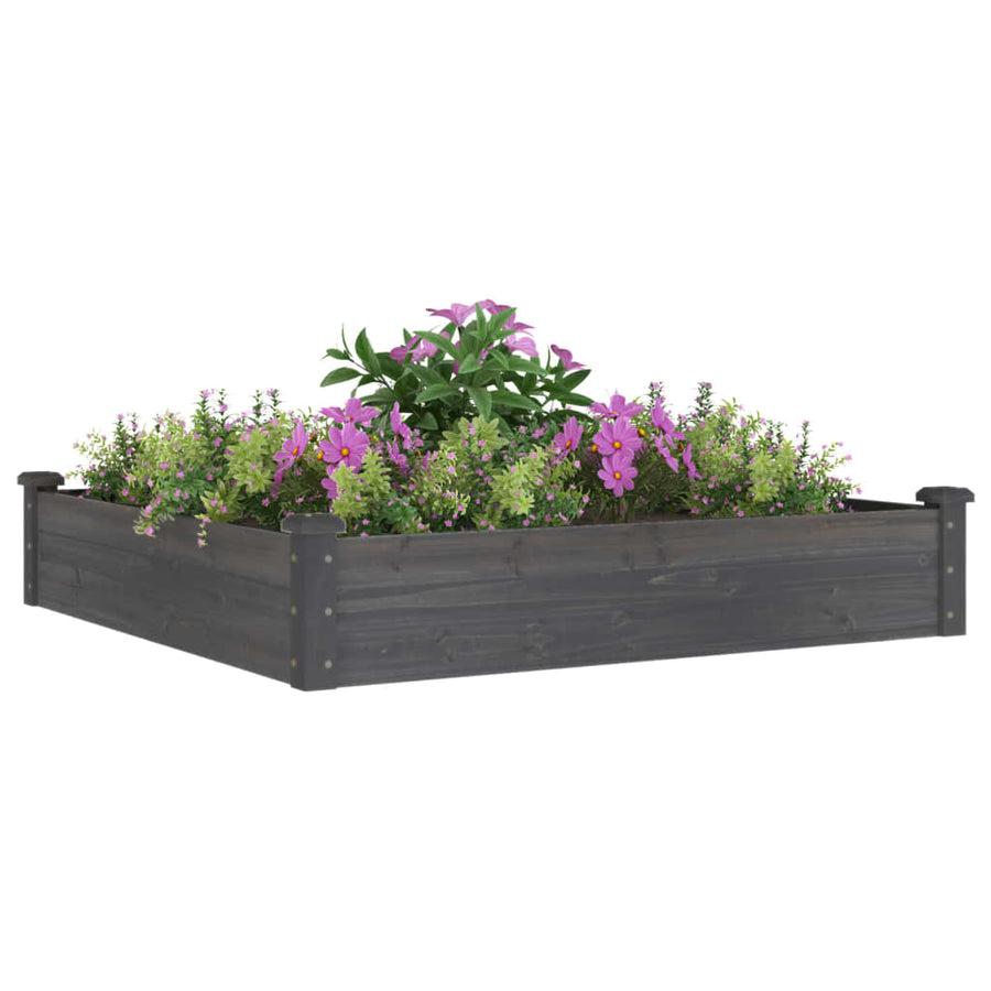 Plantenbak Verhoogd Met Voering Vurenhout 120 x 120 x 25 cm Grijs