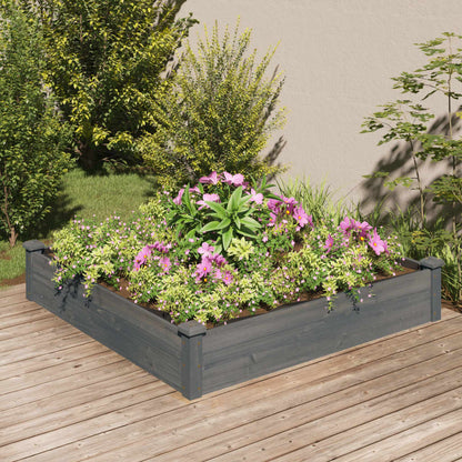 Plantenbak Verhoogd Met Voering Vurenhout 120 x 120 x 25 cm Grijs