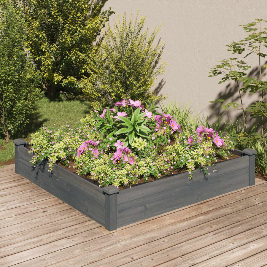Plantenbak Verhoogd Met Voering Vurenhout 120 x 120 x 25 cm Grijs