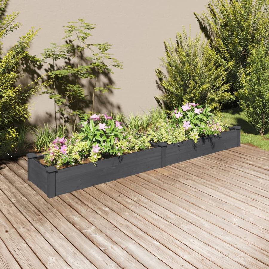 Plantenbak Verhoogd Met Voering Vurenhout 240 x 45 x 25 cm Grijs