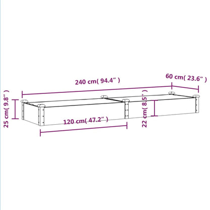 Plantenbak Verhoogd Met Voering 240X60X25 Cm Massief Vurenhout