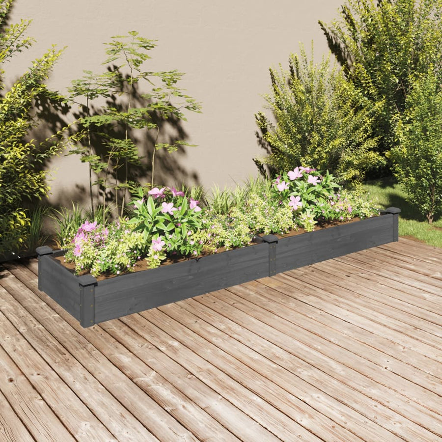 Plantenbak Verhoogd Met Voering Vurenhout 240 x 60 x 25 cm Grijs