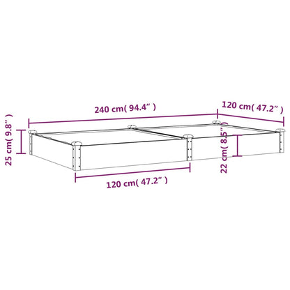 Plantenbak Verhoogd Met Voering 240X120X25 Cm Vurenhout Grijs