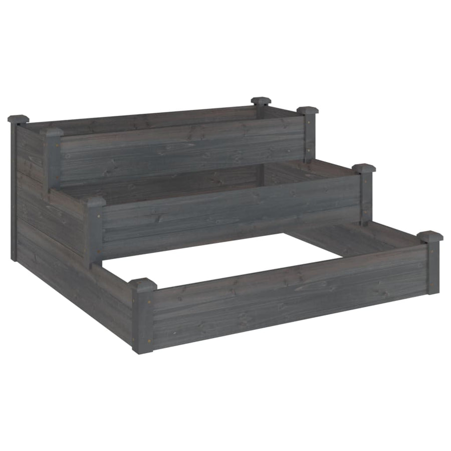 Plantenbak Verhoogd 20X20X56 Cm Massief Vurenhout Grijs