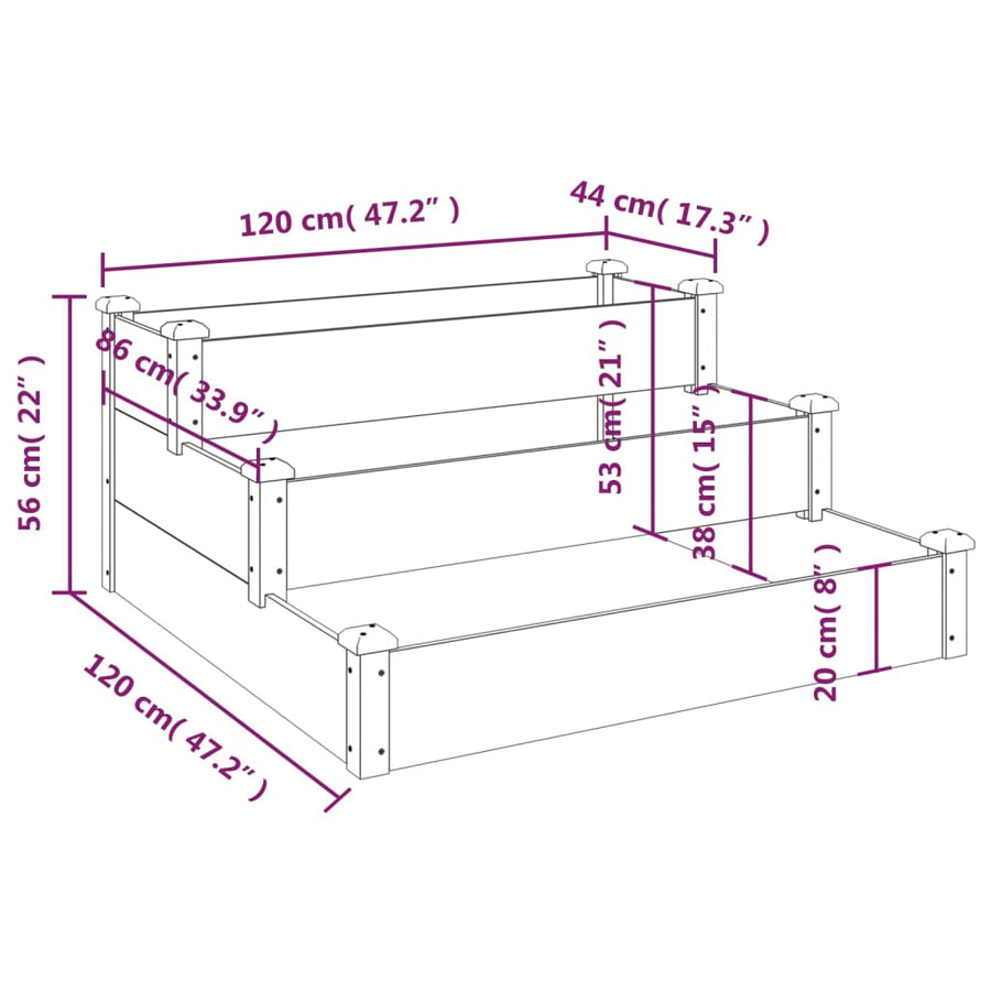 Plantenbak Verhoogd 20X20X56 Cm Massief Vurenhout Grijs