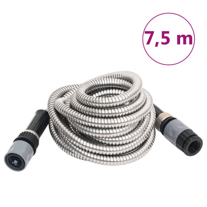 Tuinslang Met Sproeikop 0,6'' 7,5 M Roestvrij Staal Zilverkleur 7.5 m