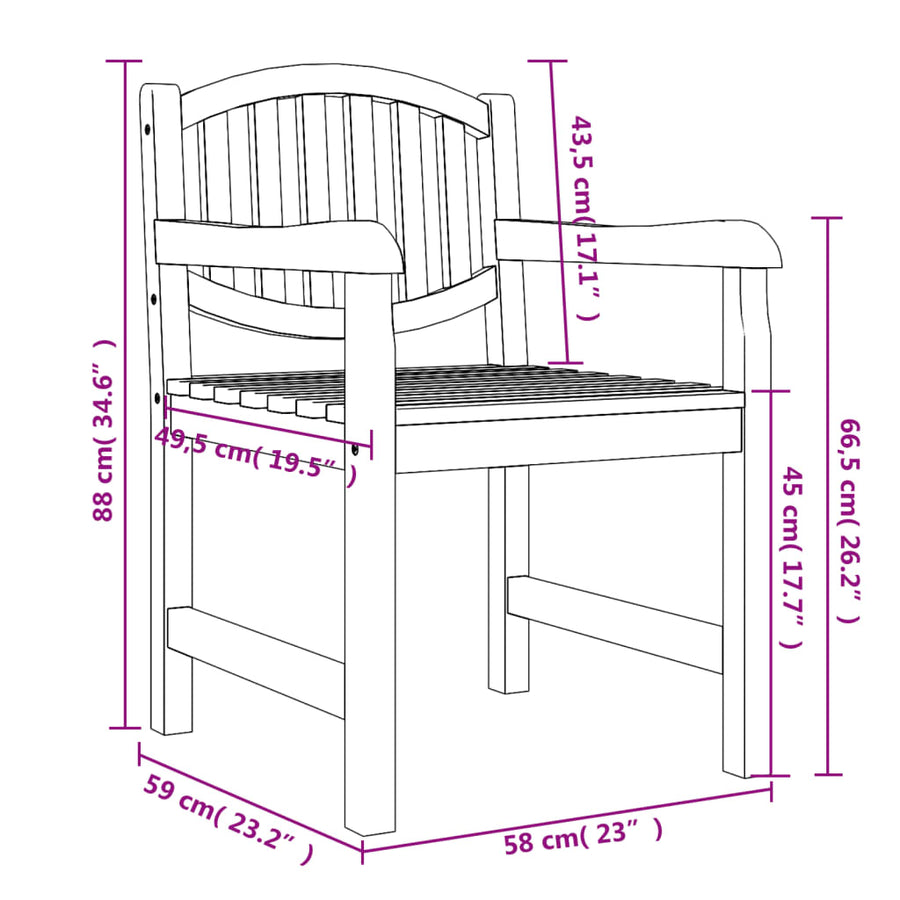 Tuinstoelen 58X59X88 Cm Massief Teakhout 2