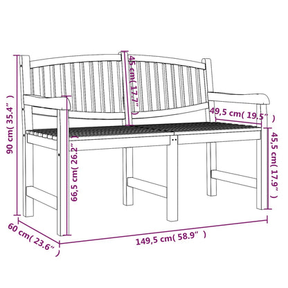 Tuinbank 49,5X60X90 Cm Massief Teakhout 149.5 x 60 x 90 cm