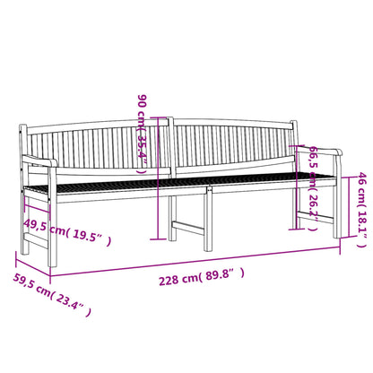 Tuinbank 228X59,5X90 Cm Massief Teakhout 228 x 59.5 x 90 cm