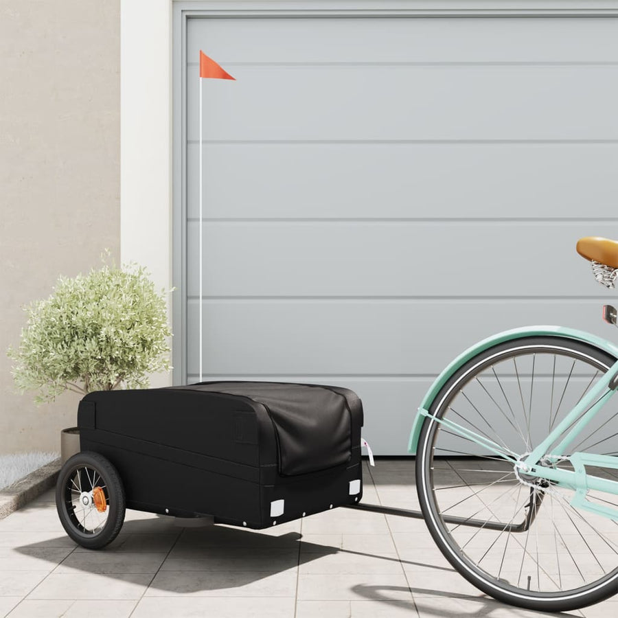 Fietstrailer 30 kg ijzer zwart 122 x 52.5 x 42.5 cm Zwart
