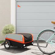 Fietstrailer 45 kg ijzer zwart oranje 126x63x50 cm