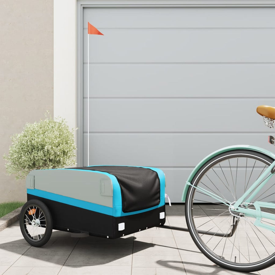 Fietstrailer 45 kg ijzer zwart en blauw