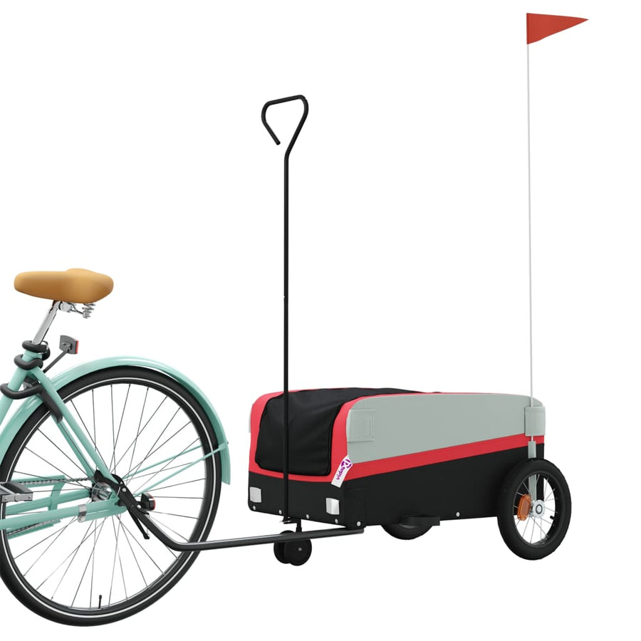 Fietstrailer 30 kg ijzer zwart en rood