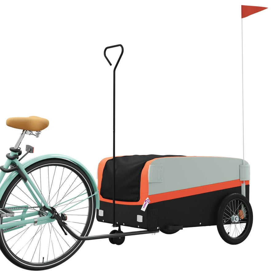 Fietstrailer 45 kg ijzer zwart en oranje