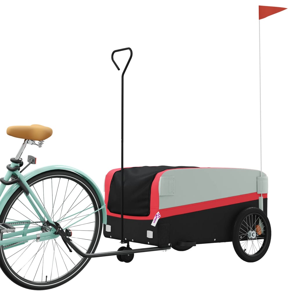 Fietstrailer 45 kg ijzer zwart en rood