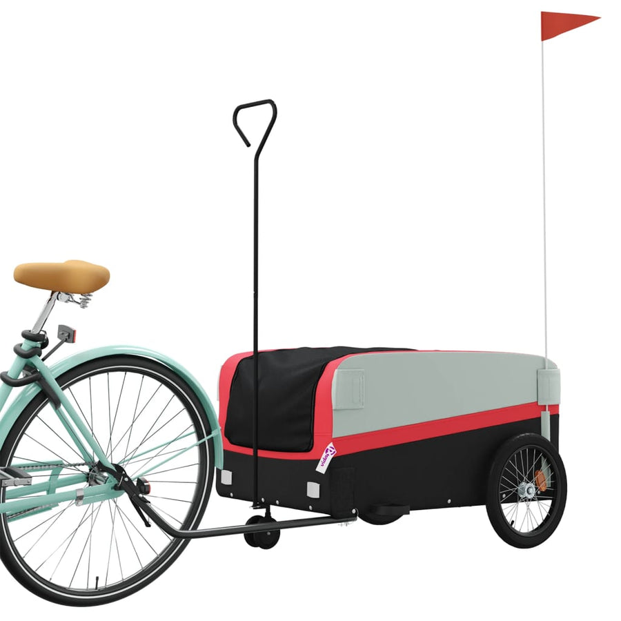 Fietstrailer 45 kg ijzer zwart en rood