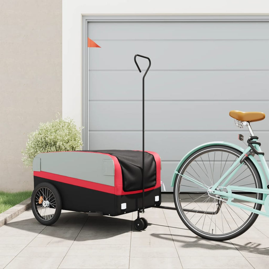 Fietstrailer 45 kg ijzer zwart en rood