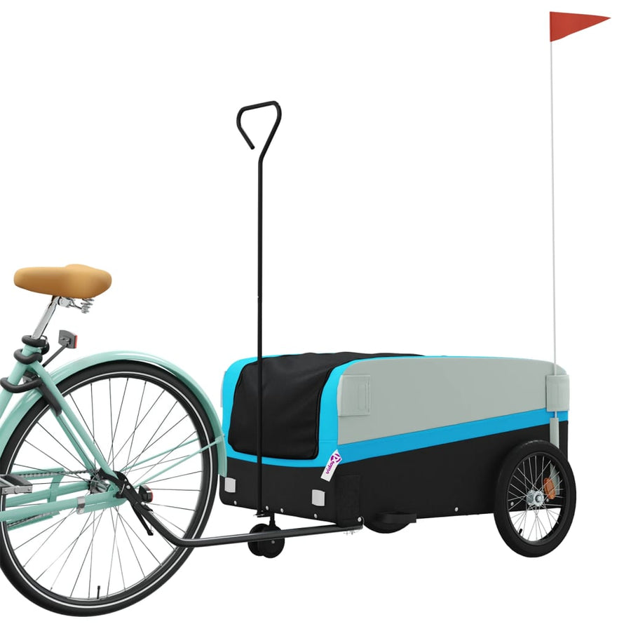 Fietstrailer 45 kg ijzer zwart en blauw