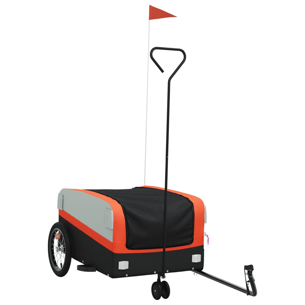 Fietstrailer 45 kg ijzer zwart en oranje 138 x 69 x 58 cm orange