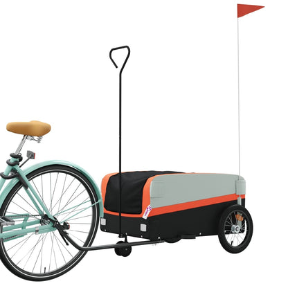 Fietstrailer 45 kg ijzer zwart en oranje 138 x 69 x 58 cm orange